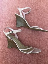 pre-owned,Strappy Pink Leather Wedge Sandals by Faith. Size 6