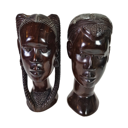 Pair vintage hand carved - of,