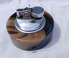 Vintage Onyx Table Lighter Lovely Browns and Creams Sparks Reliably But Untested