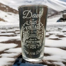 PERSONALISED 18th PINT GLASS 21st 40th 50th 60th 70TH ANY NAME AND YEAR Vintage