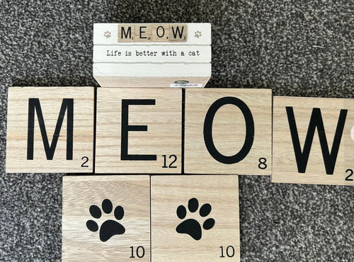 Cat scrabble coaster - scrabble, set