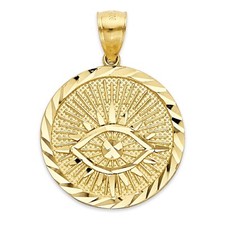 Solid Gold Evil Eye Pendant in