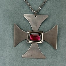 vintage Jason's designs necklace cross stainless steel Sheffield chunky silver 