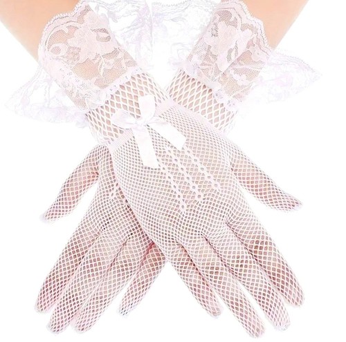 White fishnet lace - white,
