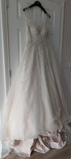 Maggie Sottero Freesia Beaded Champagne Wedding Dress Size 12 W31in RRP £1600 