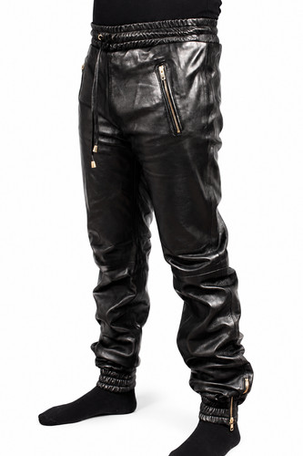 Men black jogger lambskin - black,