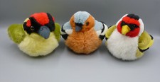 Set of 3 K&M Wild Republic Birds Soft Plush Toys Chaffinch Woodpecker Goldfinch
