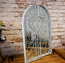 Rustic Metal Arched Wall Mirror French Shutter Heart Window Home Garden Decor
