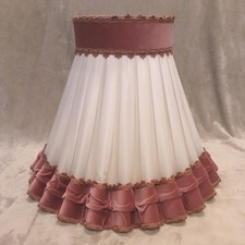 Mid 20th Century Large Pink Velvet & Ivory Chiffon Lamp Shade. Downtown Abbey
