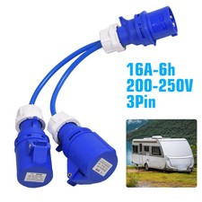 16A Splitter Cable 240V Caravan Motorhome 2 Way Hook Up Y Piece 16 Amp Sockets
