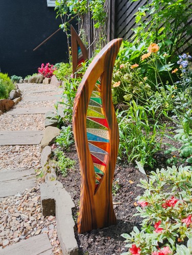 Stained glass garden sculpture - stained,
