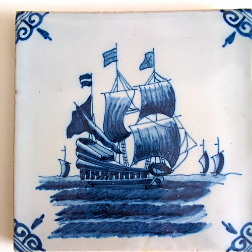 Blue white glazed ceramic - white,
