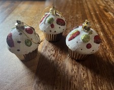 3 Cupcake Baubles Ornaments