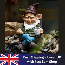 1PC Resin Gnome Garden Ornament Rocking Chair Tea Figurine Outdoor Decor