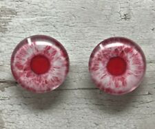 Pair of red albino glass eyes great for taxidermy, dragon eyes cat eye (367)