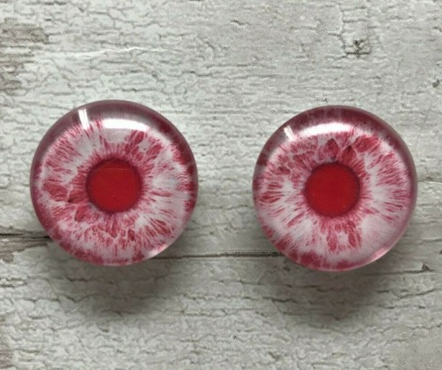 Pair red albino - glass, eyes