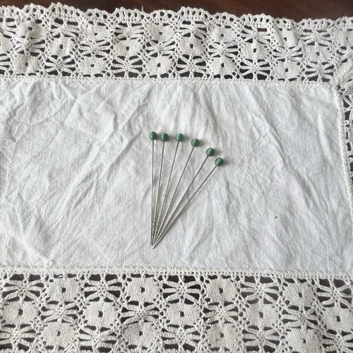 Vintage green metal hat pins - metal,