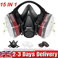 6200 Half Face 15 IN 1 Gas Mask Chemical Vapor Paint Spray Respirator +Filter UK