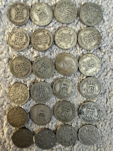 Sixpence coins job - sixpence, lot