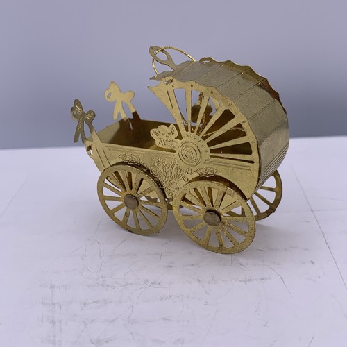 Vtg brass baby carriage - brass,