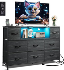 Stylish Black Dresser with LED