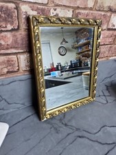 1940`s 50`s Antique Wall Mirror Gold Gilt Frame Ornate Heavy Bevelled Edges