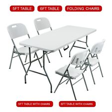 5/6FT CATERING CAMPING HEAVY DUTY FOLDING TRESTLE TABLE PICNIC BBQ PARTY CHAIRS