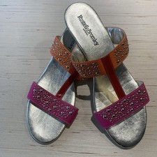 Russell & Bromley Women’s Sandals Size 41 Pink Orange Gold Wedge New