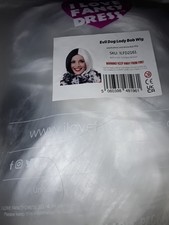 DELUXE BOB WIG HALF BLACK HALF WHITE VILLAIN BOOK CHARACTER FANCY DRESS COSTUME