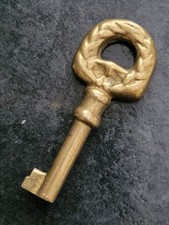 Brass - Wreath Bow Barrel Key - Antique - 50mm - Solid - Free P&P