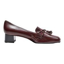 DAMART Loafer Shoes Maroon Leather Womens UK 5