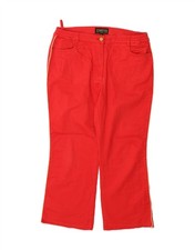 POMPOOS Womens Bootcut Casual Trousers EU 42 Large W36 L26 Red Cotton BM06