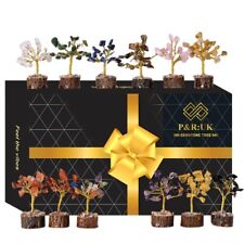 12pc Mini Crystal Tree Set – Gemstone Healing Chakra Spiritual Home Décor