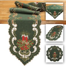 Dark-Green Doily Table runner