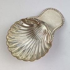 Antique Georgian Old Sheffield Plate Tea Caddy Spoon Shell Bowl 6.5cm