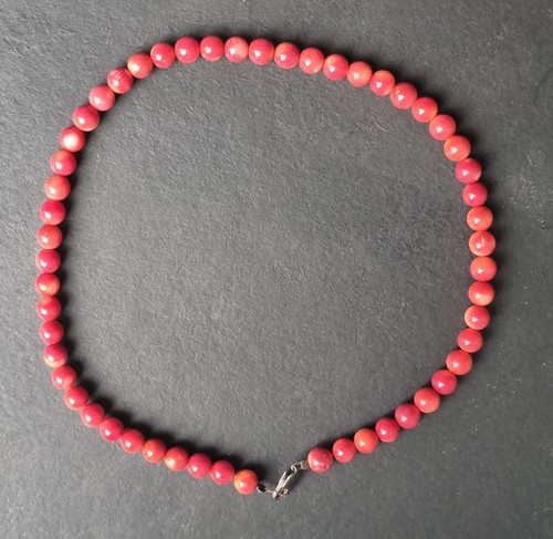 Red coral bead necklace - coral,