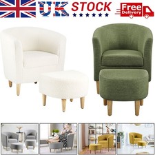 Accent Armchair With Ottoman TV Club Reading Chair Modern Barrel Footstool Sofa