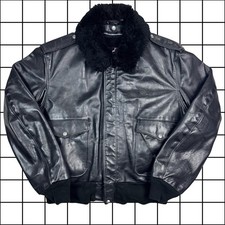 Schott A-2 Flight Jacket Black Leather XL 48 USA Made Removable Fur Collar
