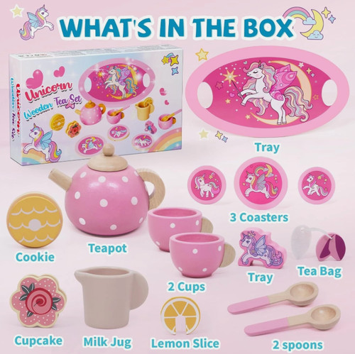 Unicorn wooden tea - set, kids