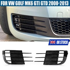 Front Fog Light Cover Air Vent Grille Gloss Black For VW Golf MK6 GTI GTD 08-13