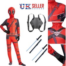 Deadpool Costume Cosplay Kids Bodysuit Boys Children's Day Fancy Dress Party UK*