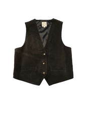 Vintage “Suede By… Design” Black Suede Waistcoat – Size M/L – 100% Leather