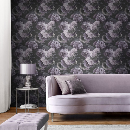 Purple floral wallpaper mauve - floral,