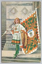 Selva Contrada Paggio Postcard, Palio di Siena, Guido Masignani, Flag Costume