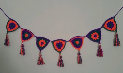 Hand crocheted boho bunting - boho,