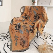 tropical floral and animal jacquard woven throw blanket camping picnic blanket