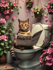 Bengal Cat on Toilet metal sign, Bengal Cat Plaque, Bengal  Cat Sign