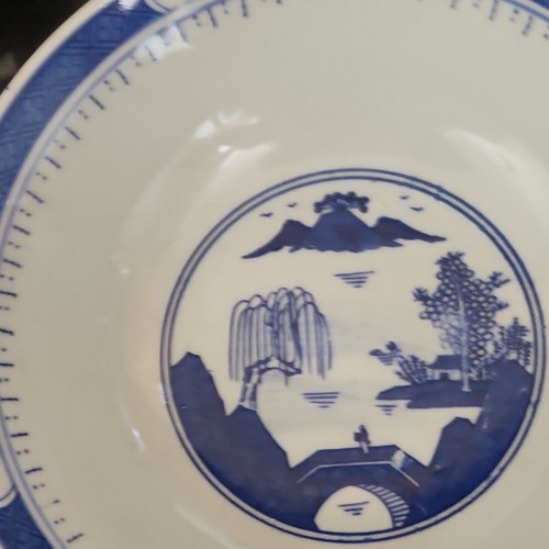 Blue white willow pattern - &,