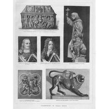 FLORENCE Art Works from the City - Antique Print 1881
