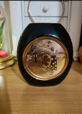 The Art Of Chokin Black Vase 24K Gold Edged Made In Japan Cherry Blossom 5” Tall